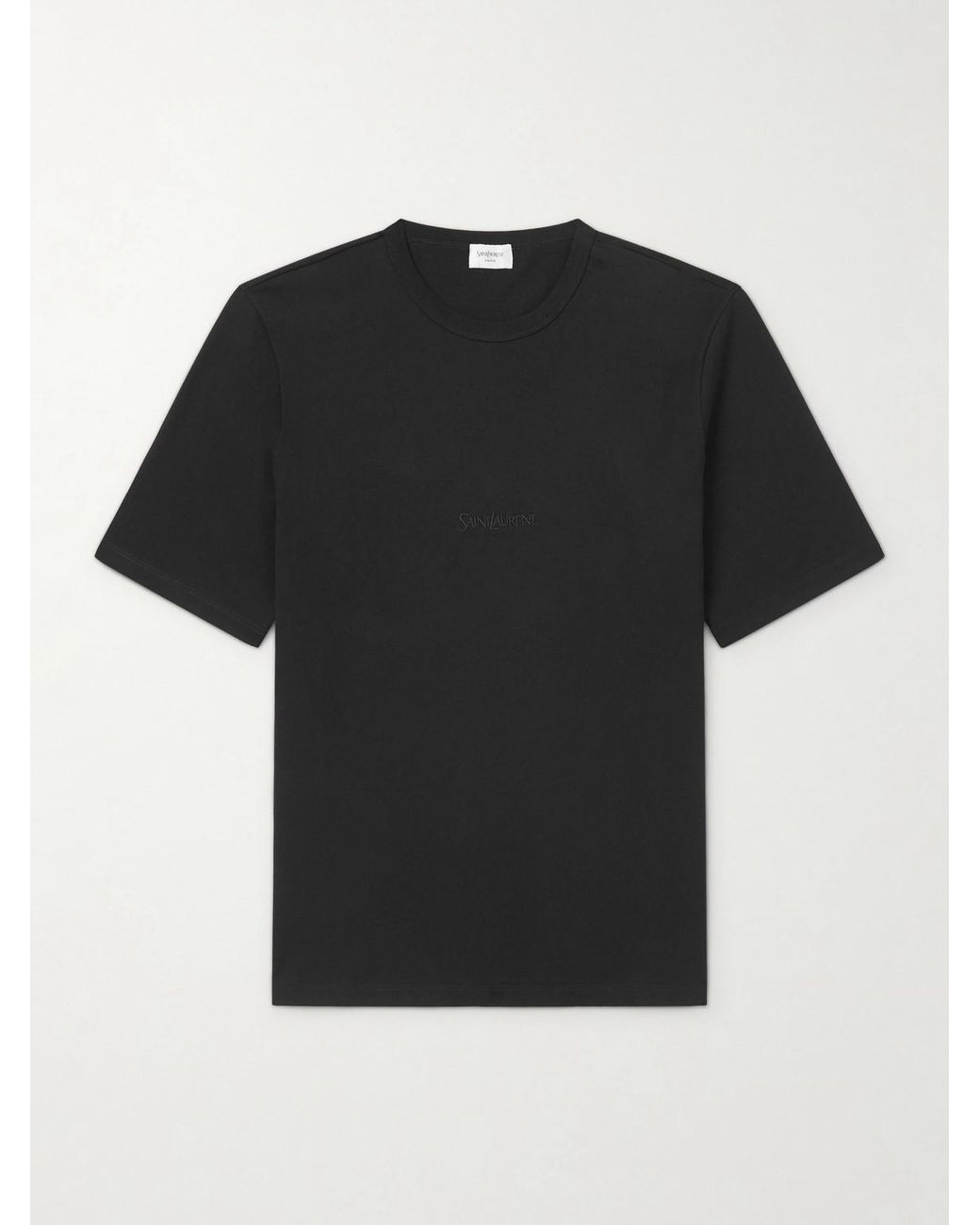 Saint Laurent T-Shirt aus Baumwoll-Jersey mit Logostickerei in Black für Herren