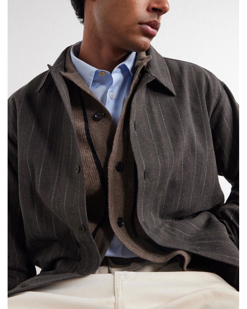 NN07 Gray Reed 50091 Striped Cotton-Blend Overshirt for men
