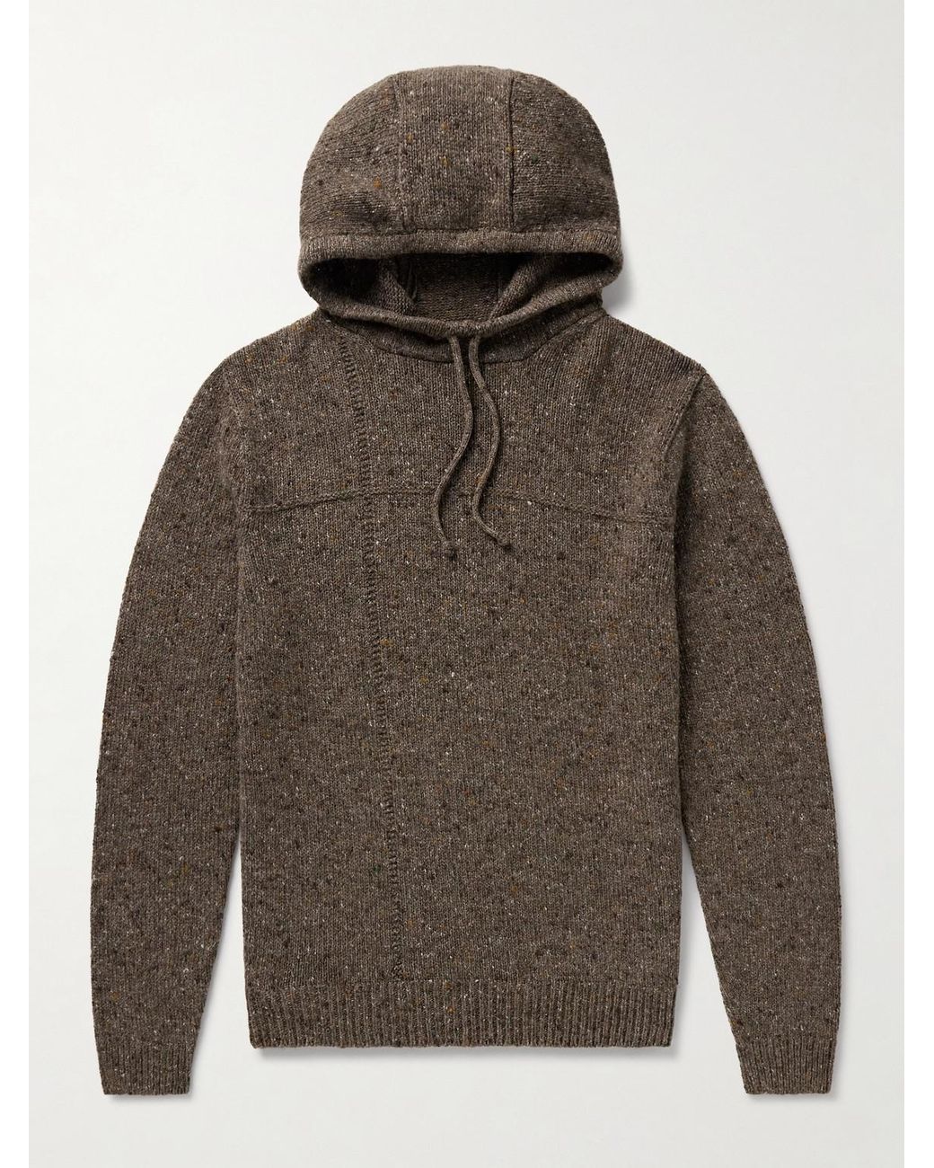 Inis Meáin Gray Lifeline Merino Wool And Cashmere-blend Hoodie for men