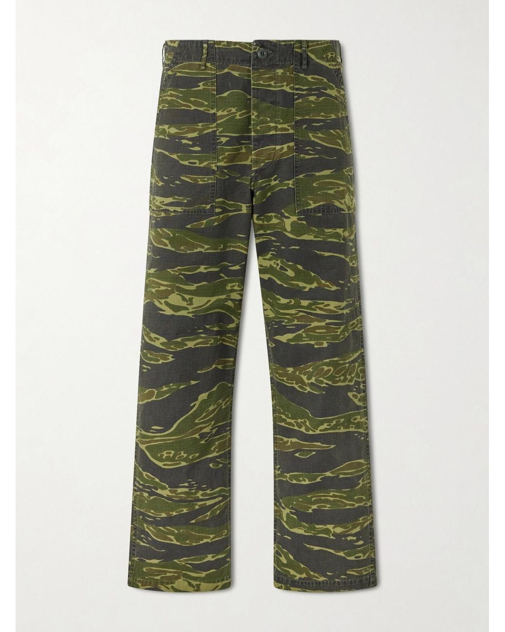 Orslow Green U.s. Army Fatigue Printed Straight-leg Rip-stop Cotton Trousers for men