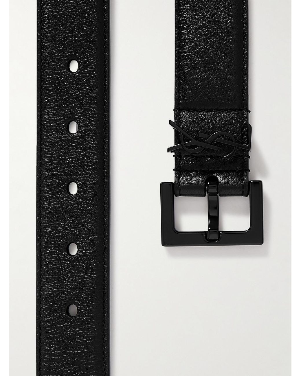 Saint Laurent Black 3cm Full-grain Leather Belt for men