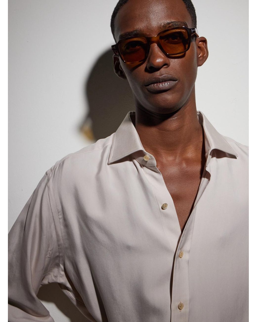 Tom Ford Natural Ezra-02 Square-Frame Acetate Sunglasses for men