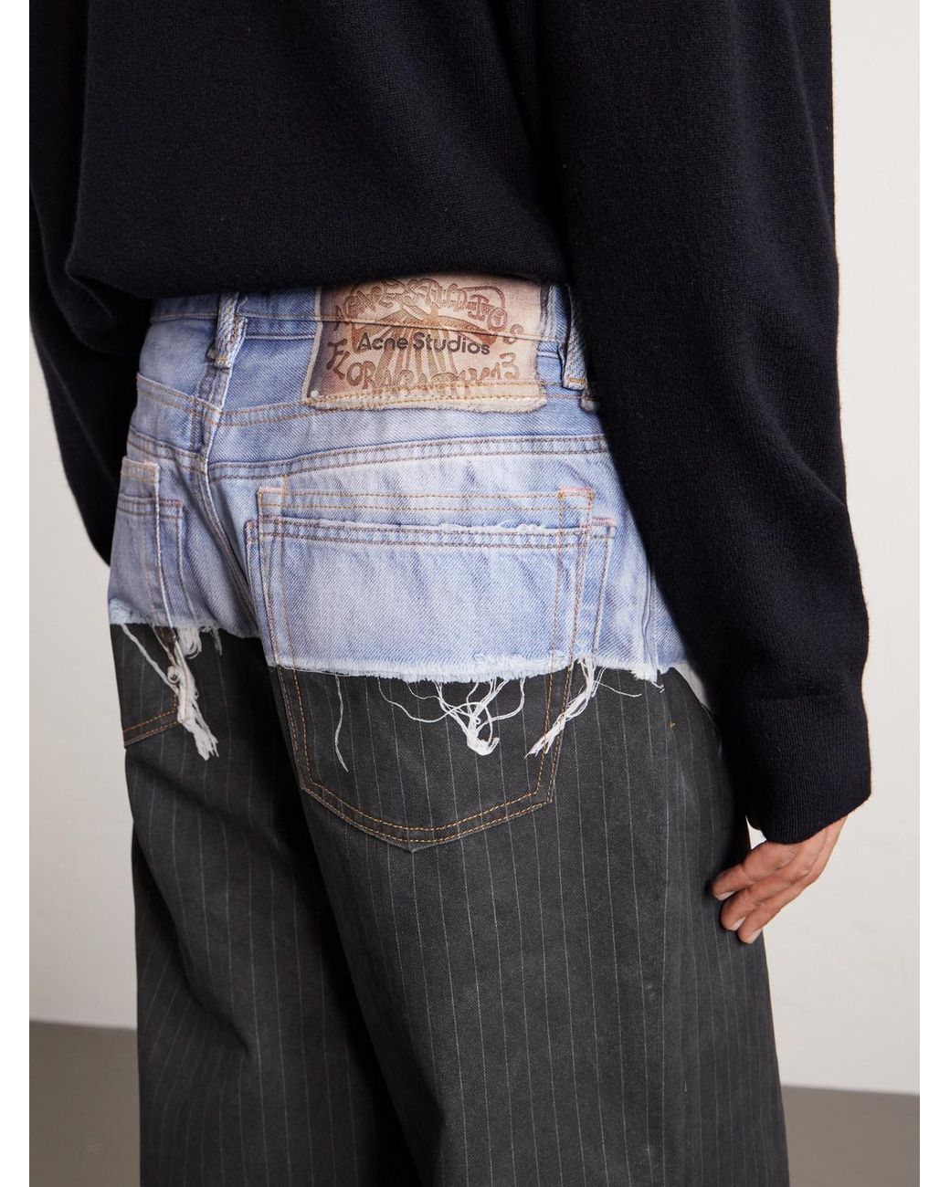 Acne Gray 1981 Straight-Leg Trompe L'Oeil Organic Jeans for men