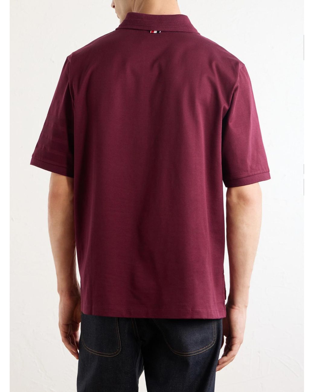 Thom Browne Purple Cotton-Jersey Polo Shirt for men