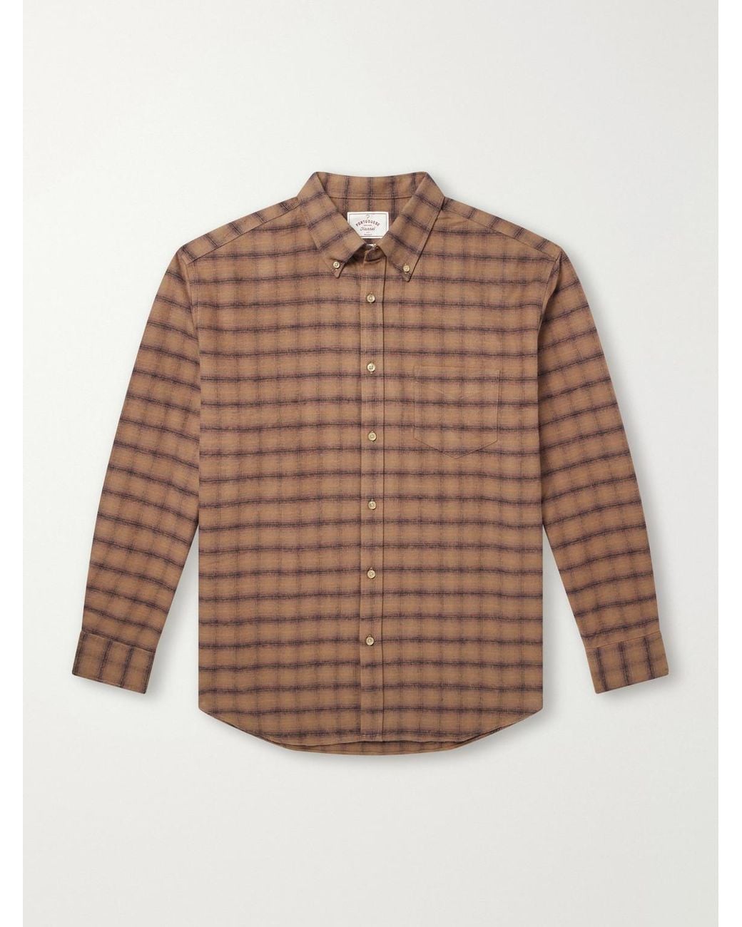Portuguese Flannel Brown Camila Oversized Checked Cotton-Flannel Shirt for men