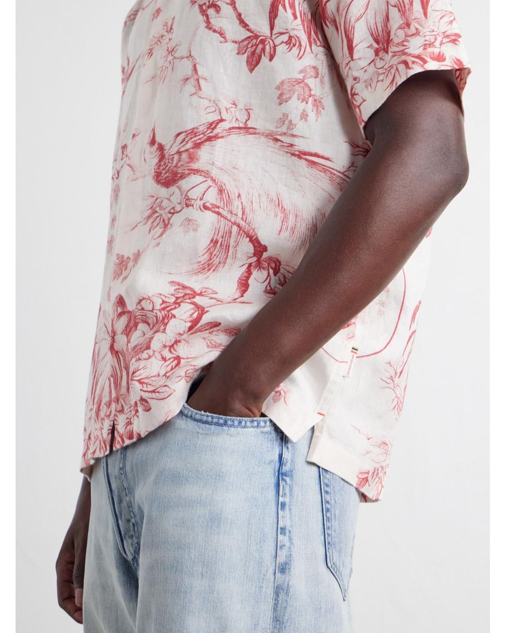 Orlebar Brown Pink Maitan Camp-Collar Printed Linen Shirt for men