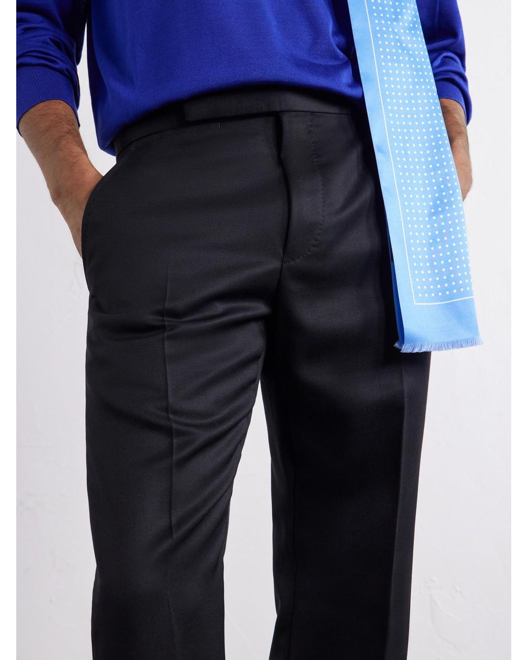 Tom Ford Blue Wool-Blend Grain De Poudre Straight-Leg Trousers for men