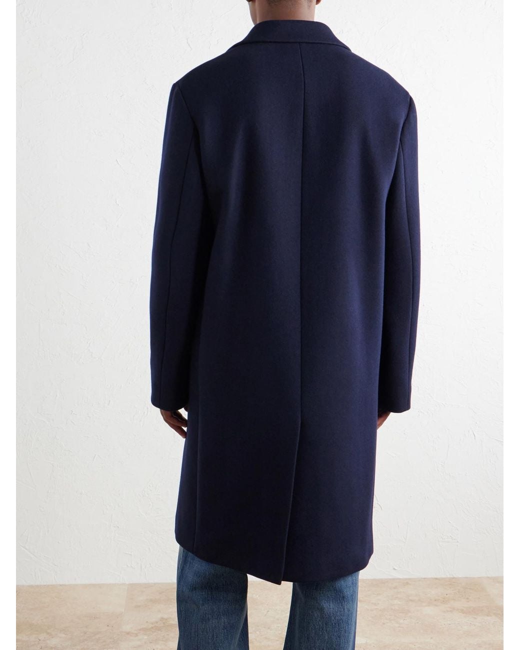 Dries Van Noten Blue Wool-Blend Coat for men