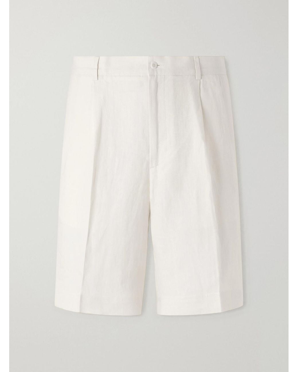 Rubinacci White Straight-leg Pleated Cotton Shorts for men