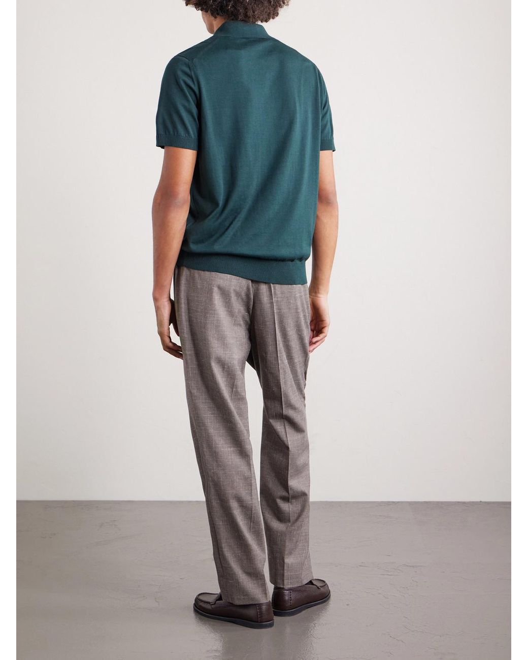 Dunhill Blue Slim-fit Cotton And Mulberry Silk-blend Polo Shirt for men