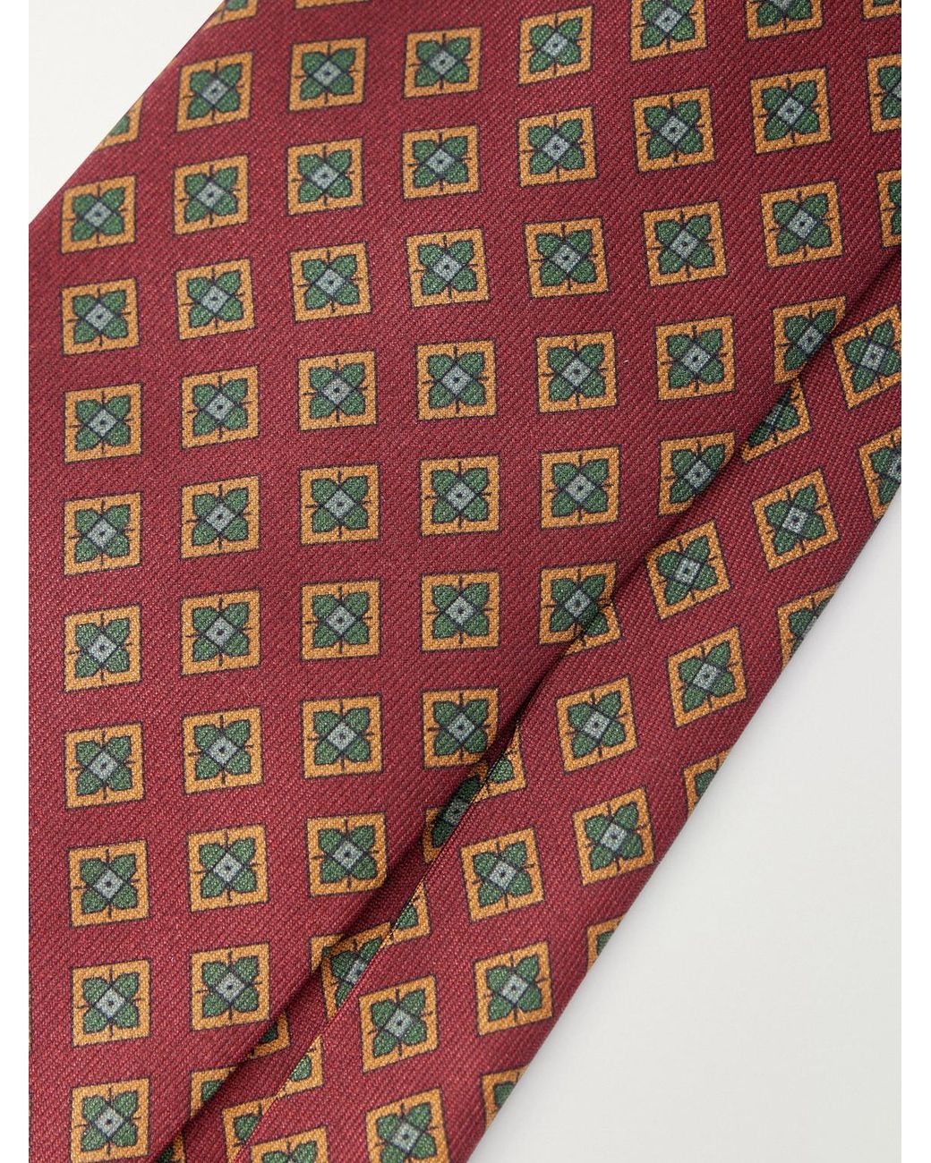 Rubinacci Red 8Cm Printed Silk-Twill Tie for men