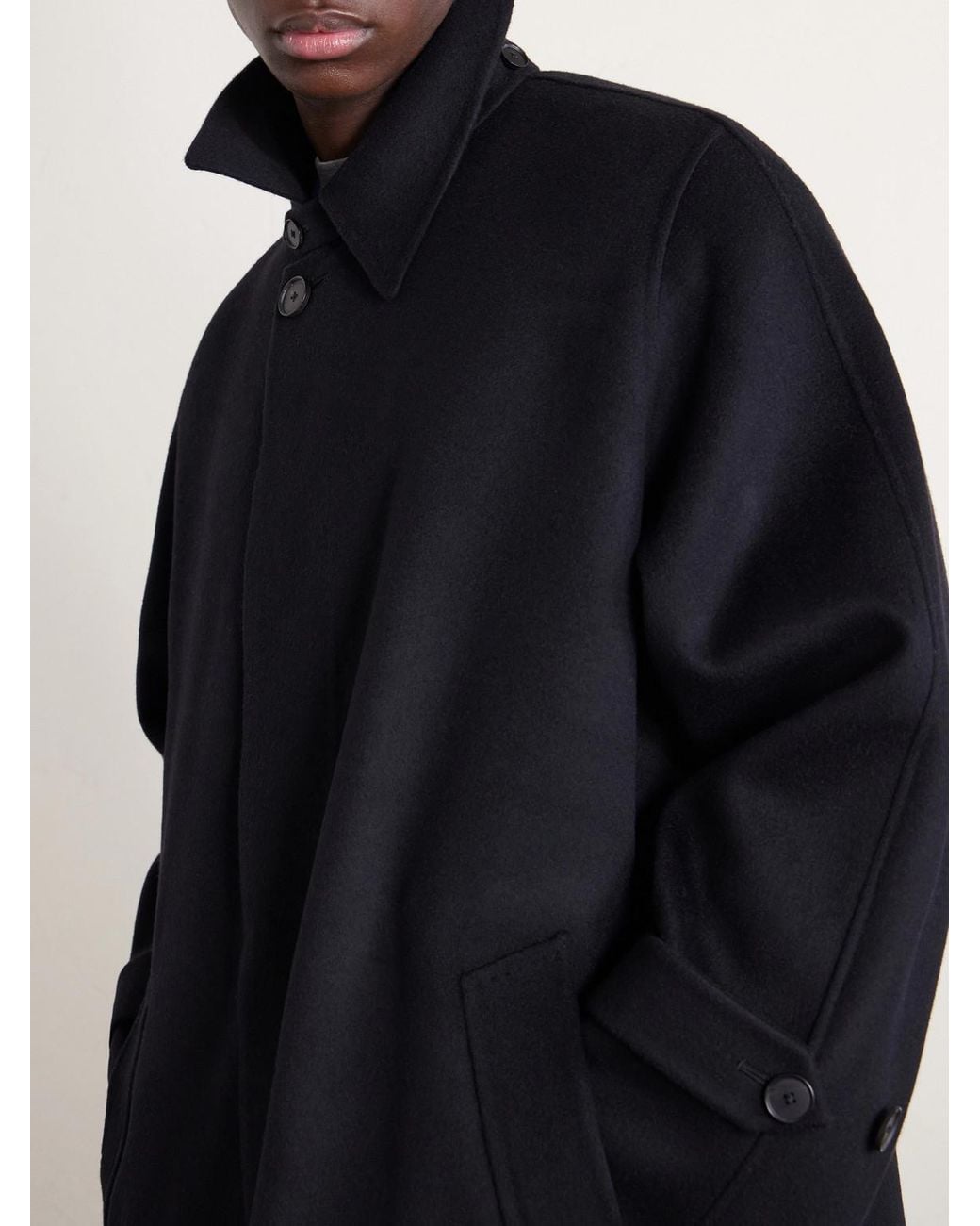 Auralee Blue Melton Wool Coat for men