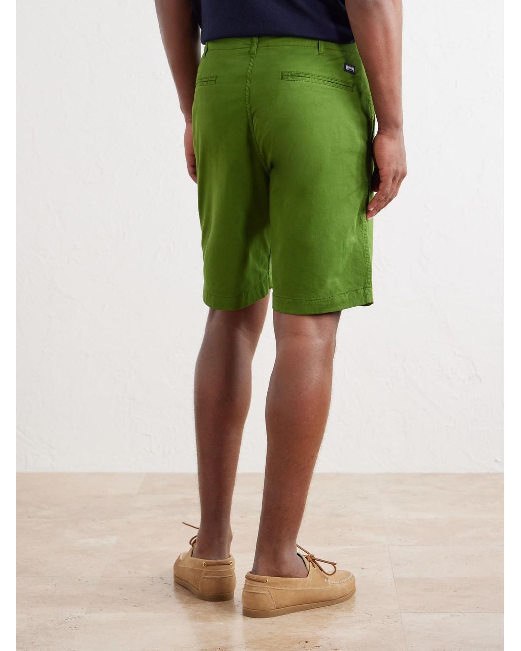 Vilebrequin Green Belin Woven Cotton-Blend Casual Shorts for men