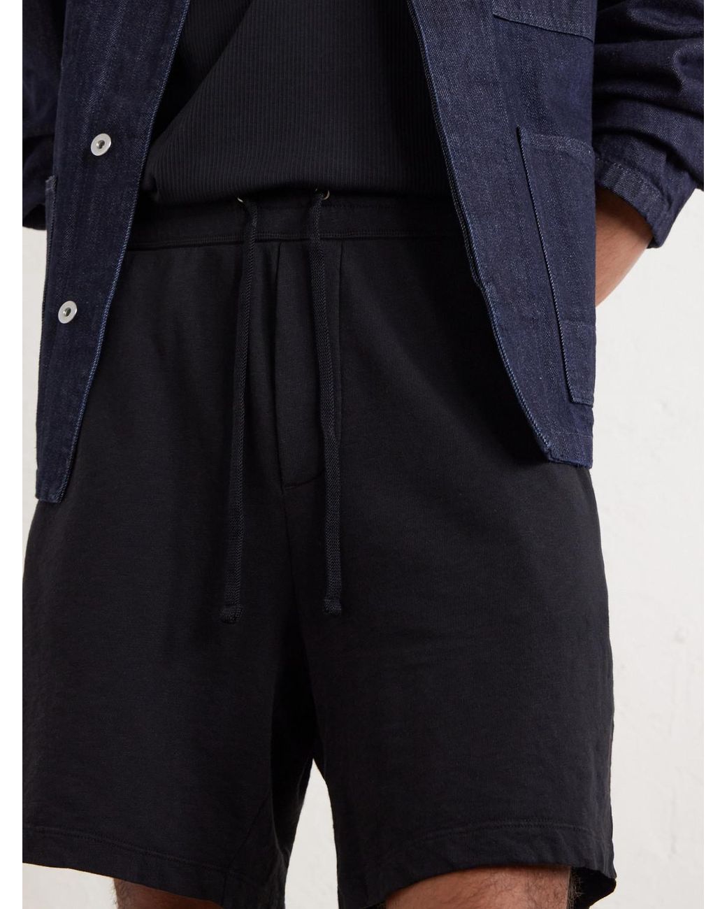 James Perse Black Straight-Leg Cotton-Jersey Drawstring Shorts for men