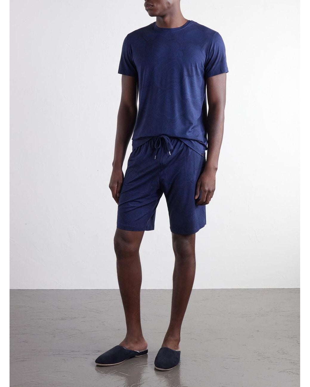 Derek Rose Blue London Printed Modal-Blend Jersey Pyjama T-Shirt for men