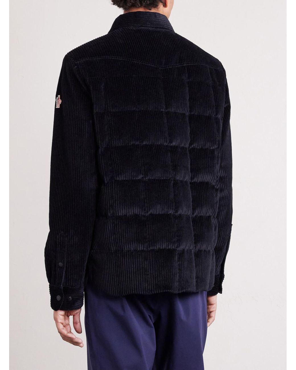 Moncler Blue Gelt Quilted Cotton-Blend Corduroy Down Shirt Jacket for men