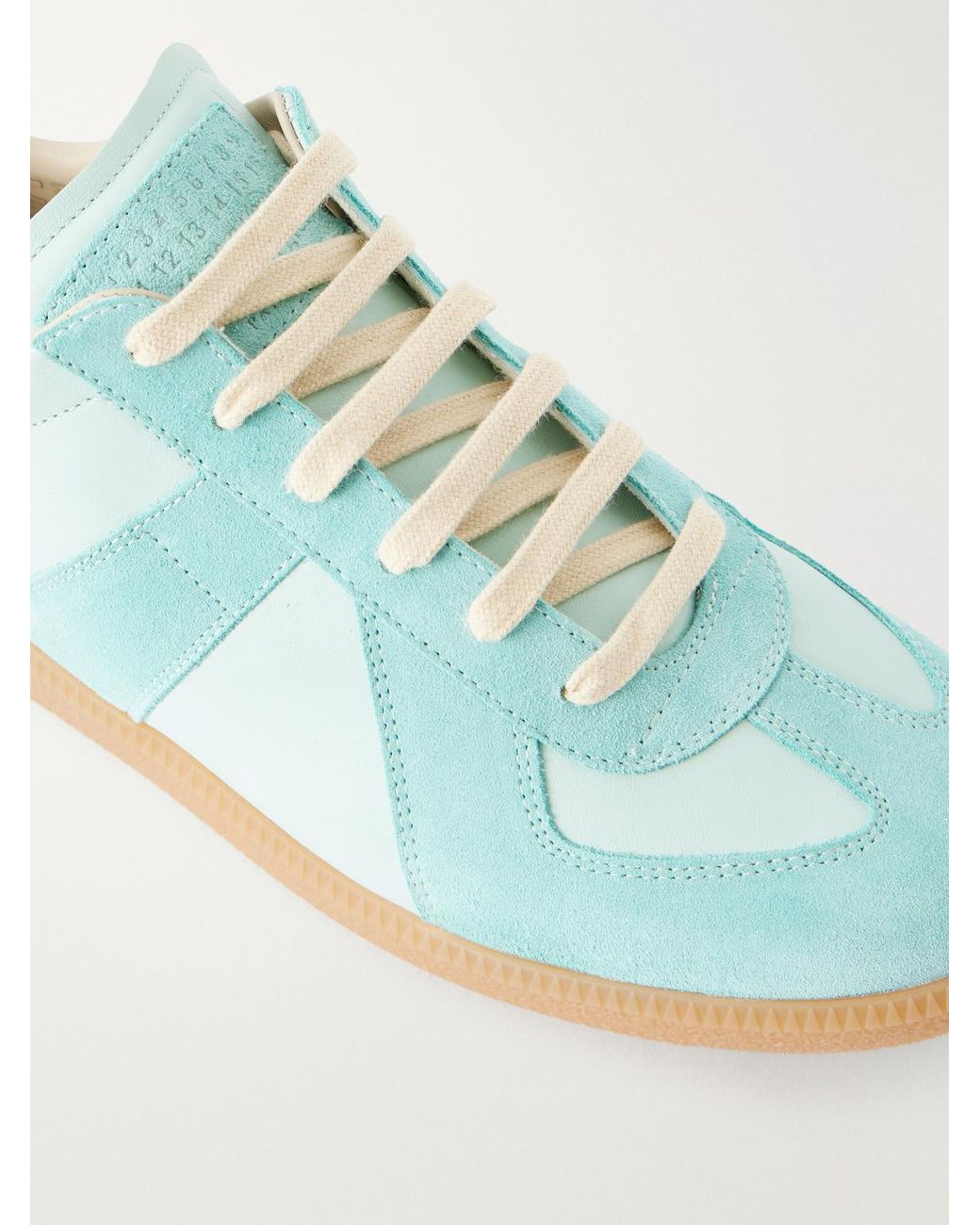 Maison Margiela Blue Replica Leather And Suede Sneakers for men