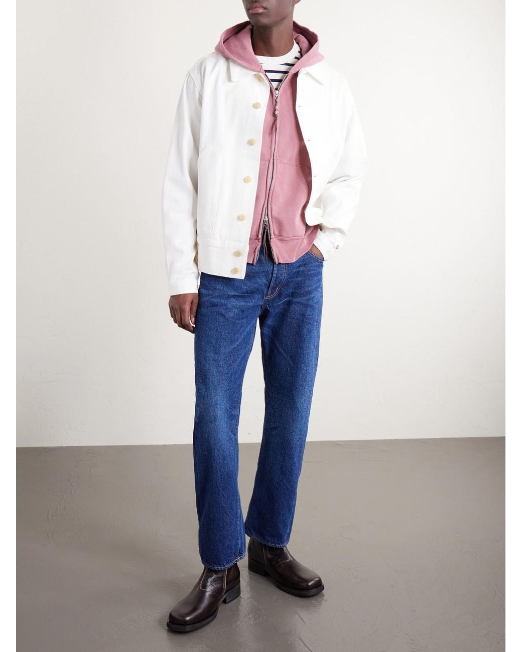 Remi Relief Blue 1954 Straight-leg Cropped Distressed Jeans for men