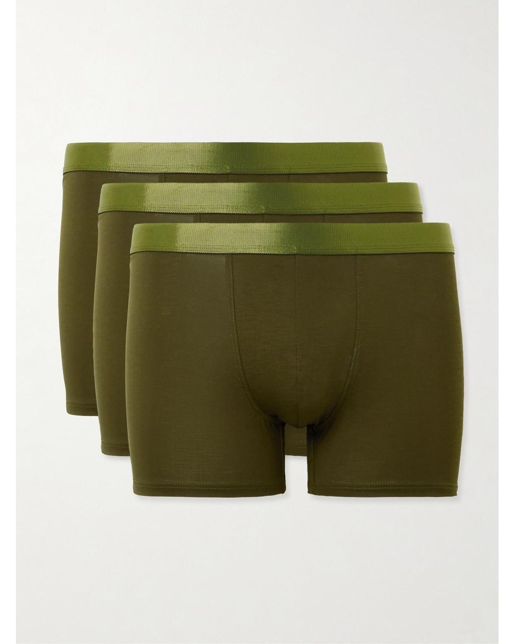 CDLP Green Three-Pack Stretch-Tencel Lyocell Boxer Briefs for men