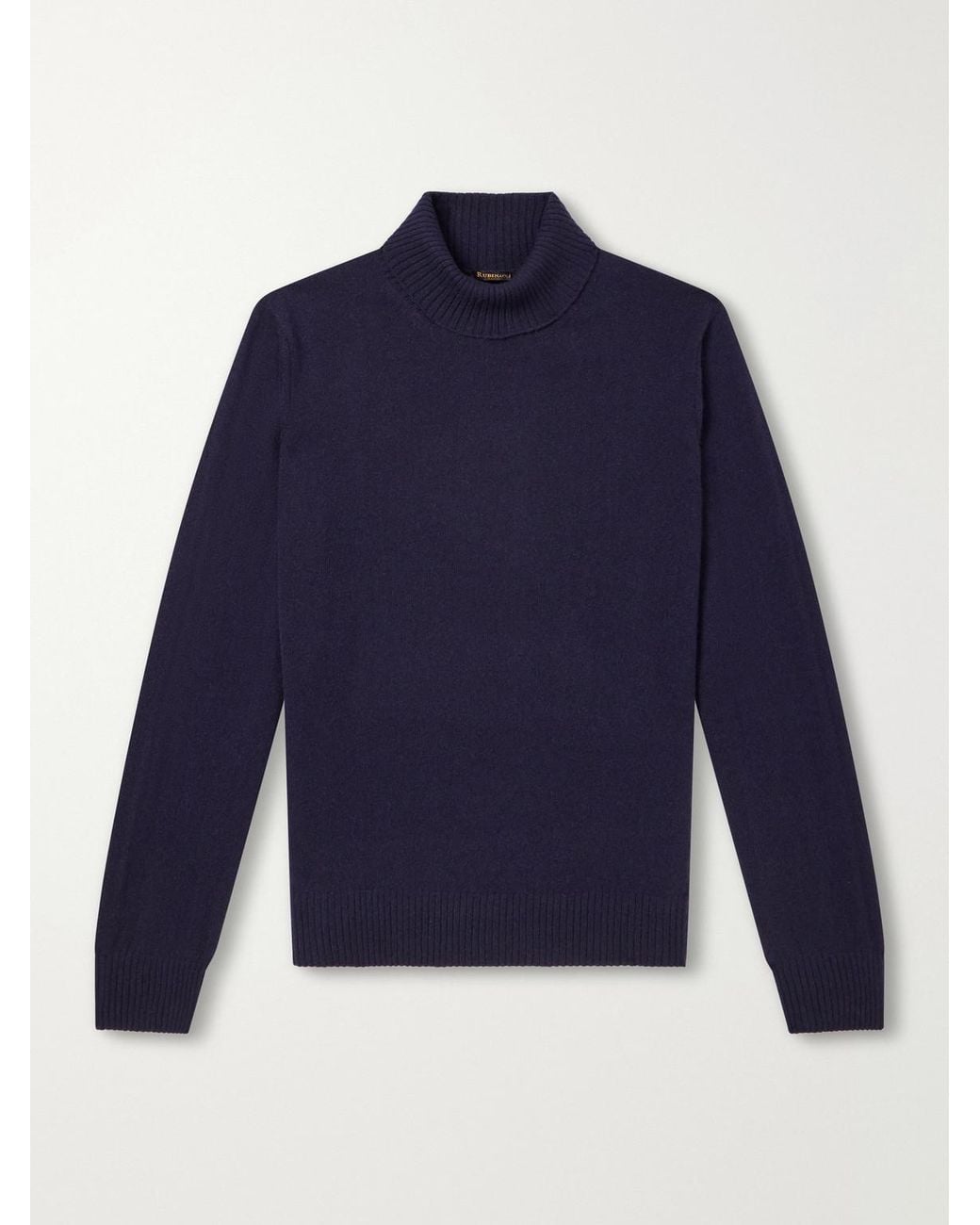 Rubinacci Blue Cashmere Rollneck Sweater for men