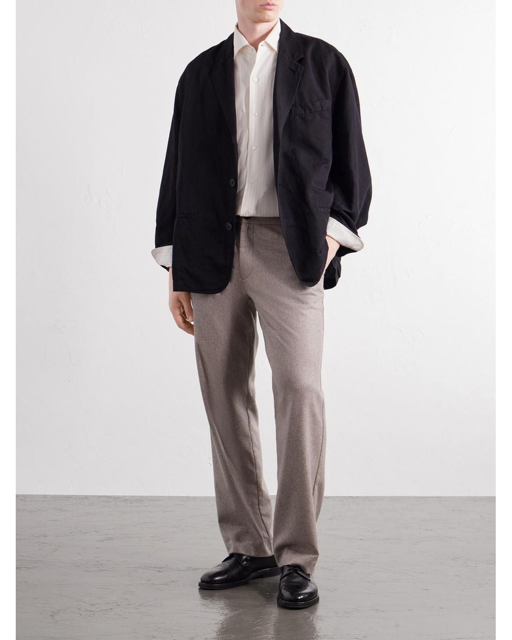 Mr P. Gray Straight-Leg Wool-Blend Flannel Trousers for men