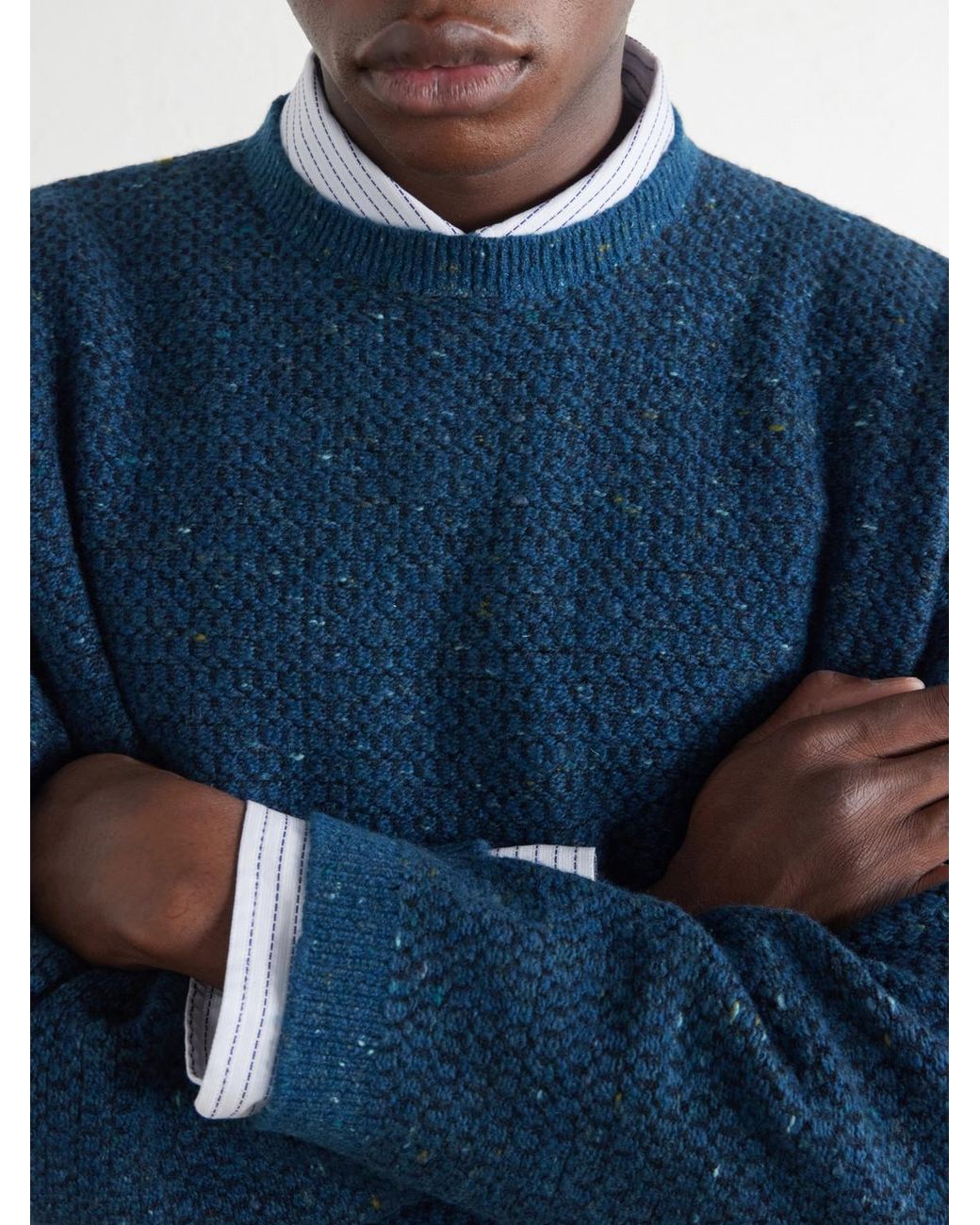 Inis Meáin Blue Tonnta Merino Wool And Cashmere-Blend Sweater for men