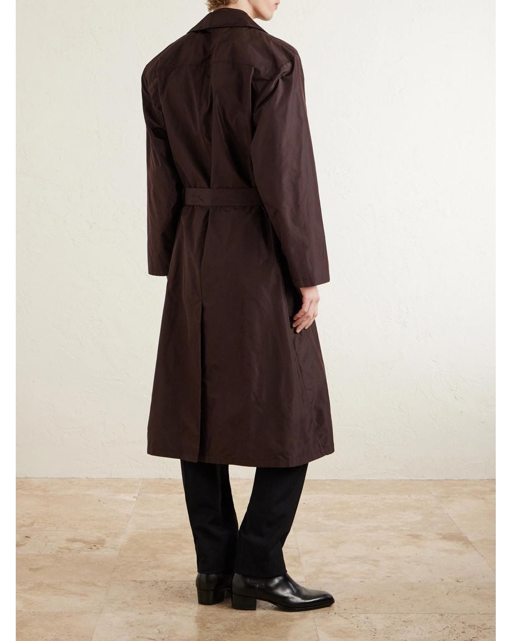 Saint Laurent Brown Silk Trench Coat for men