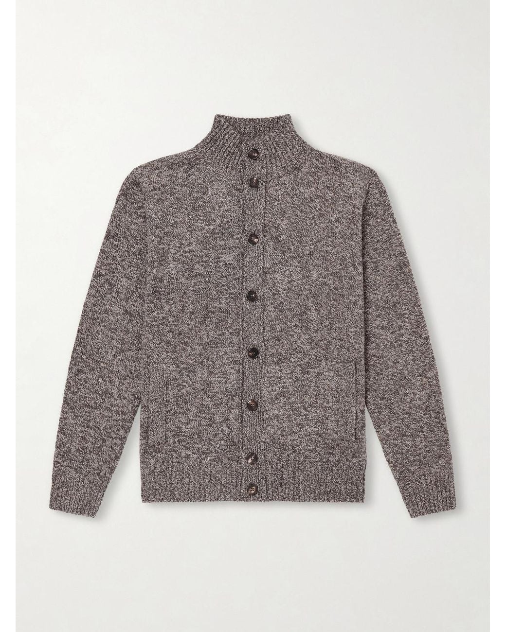 Slowear Gray Zanone Turtleneck Virgin Wool Cardigan for men