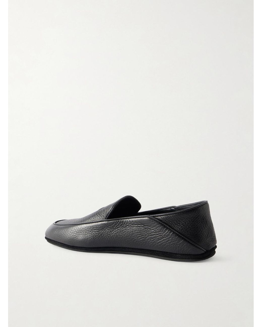John Lobb Black Kingston Ii Collapsible-heel Full-grain Deerskin Loafers for men