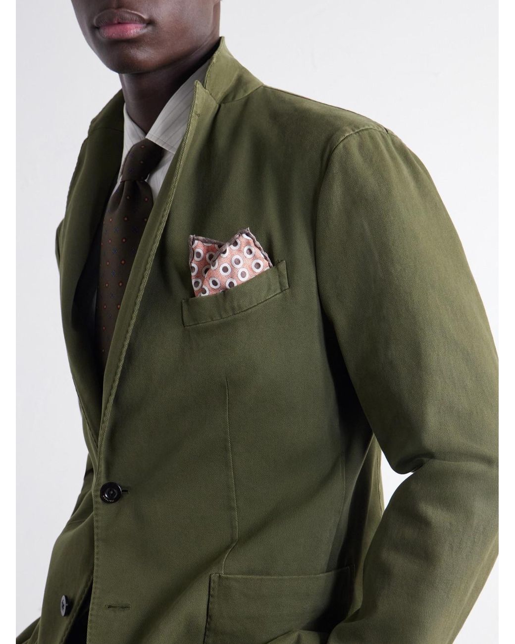 Boglioli Green Stretch Cotton-Twill Suit Jacket for men