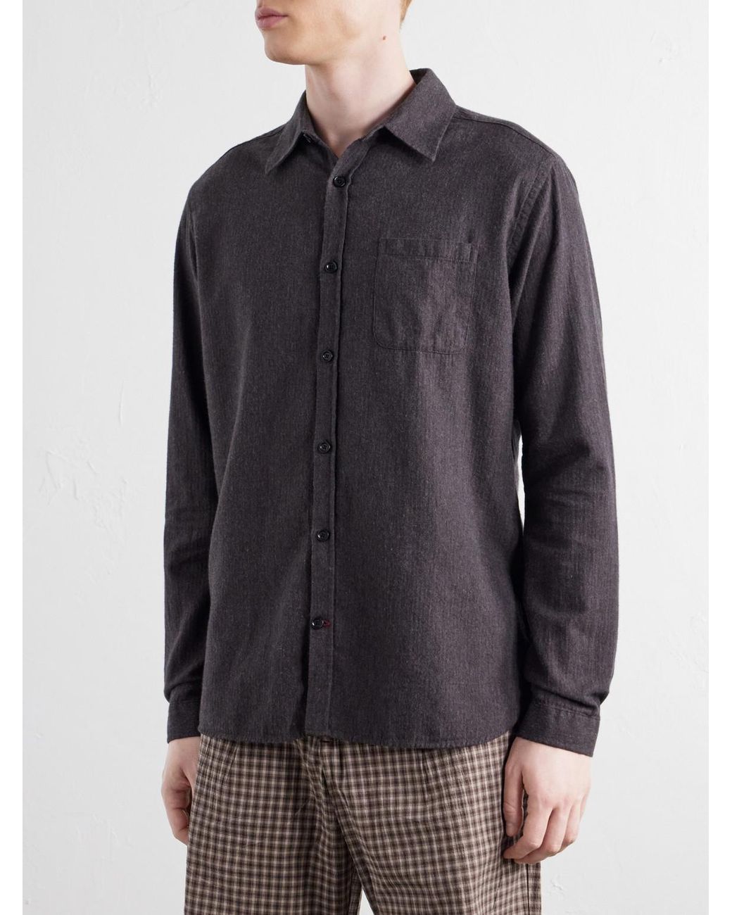 Oliver Spencer Gray Cotton-Flannel Shirt for men