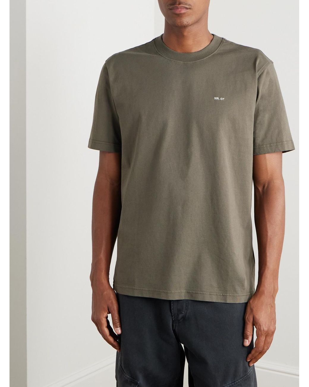 NN07 Gray Adam 3209 Logo-Embroidered Pima Cotton-Jersey T-Shirt for men