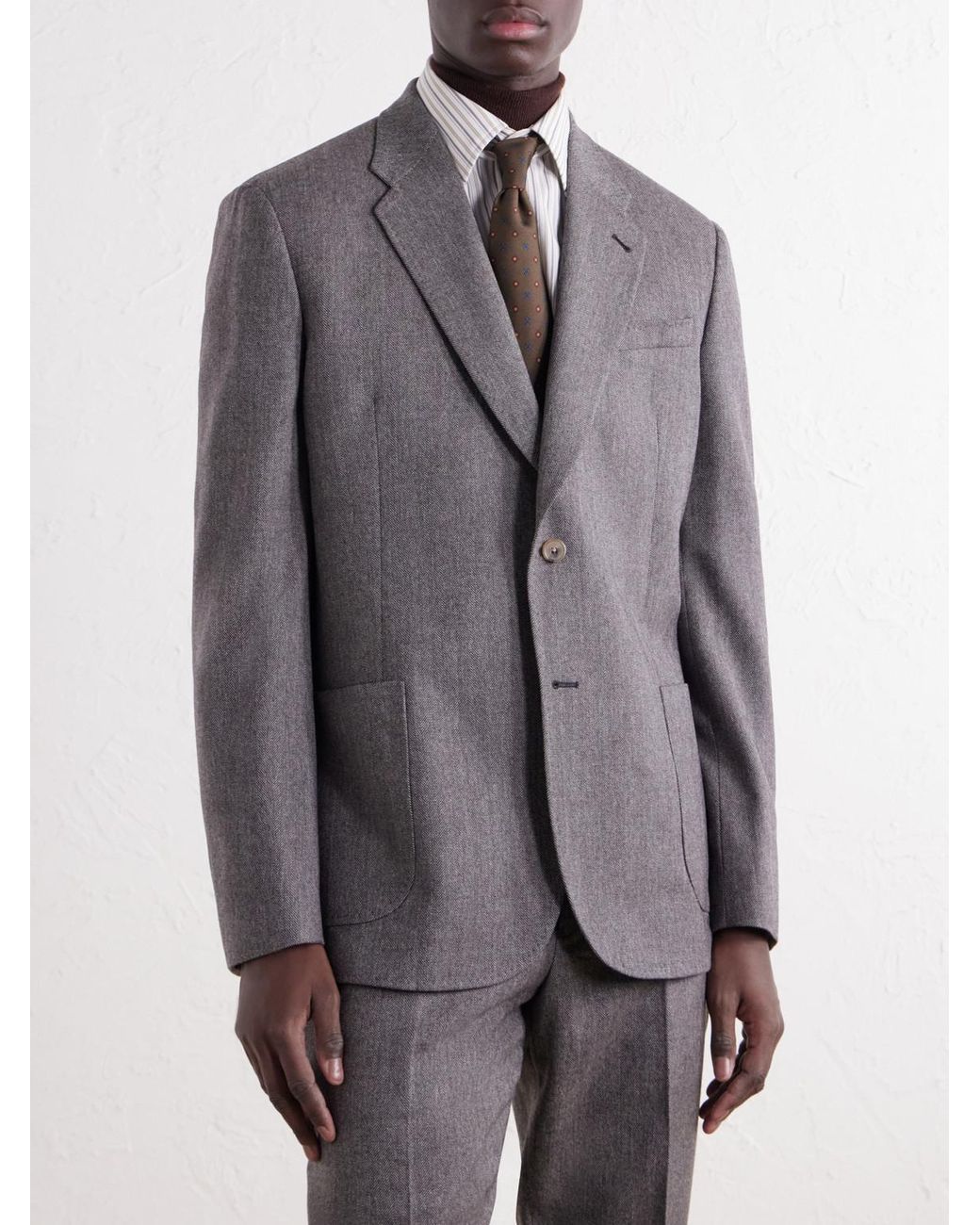 Paul Smith Gray Wool And Cashmere-Blend Herringbone Suit Jacket for men