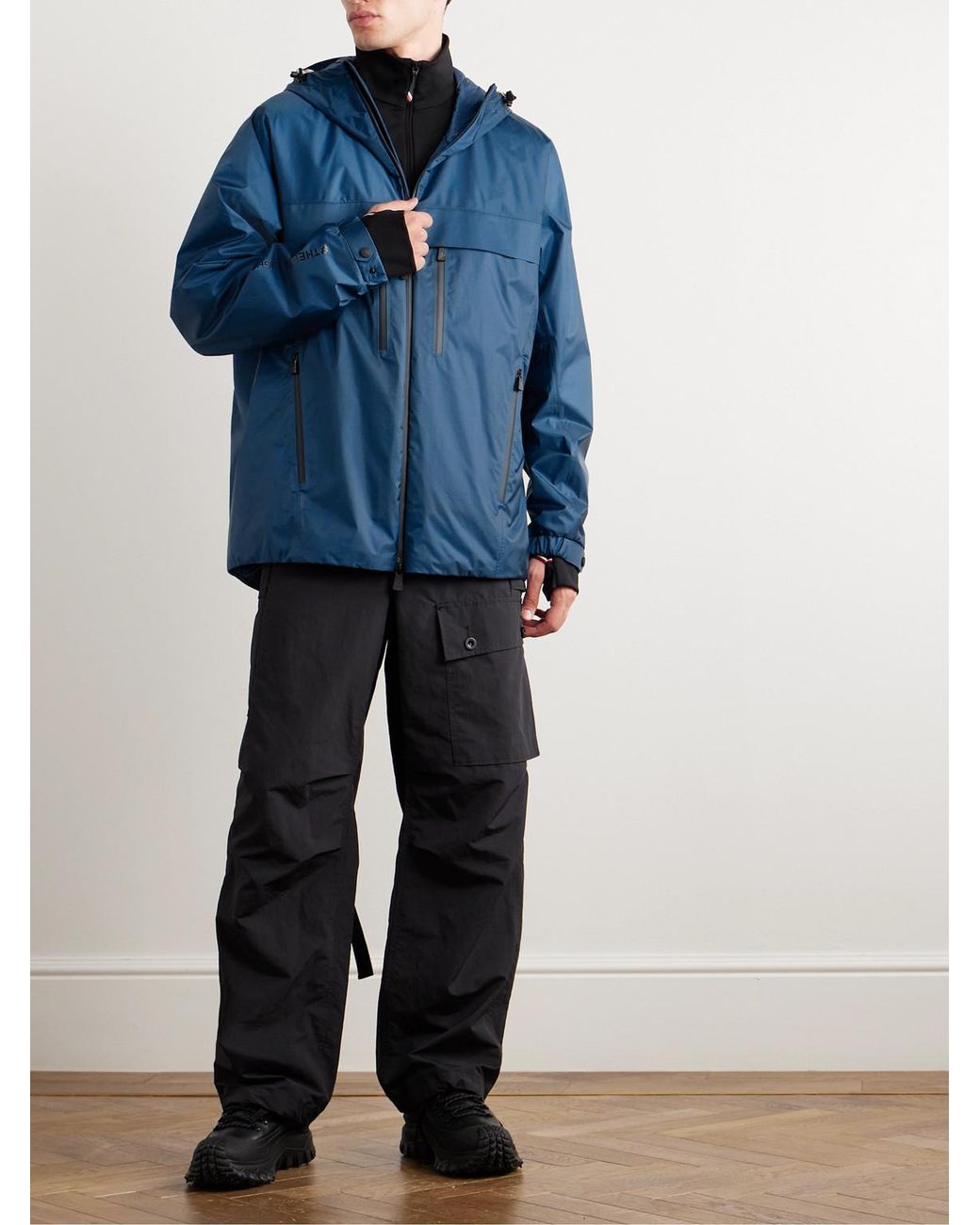 Moncler Blue Thurn Gore‐tex Windstopper® Ripstop Hooded Down Jacket for men