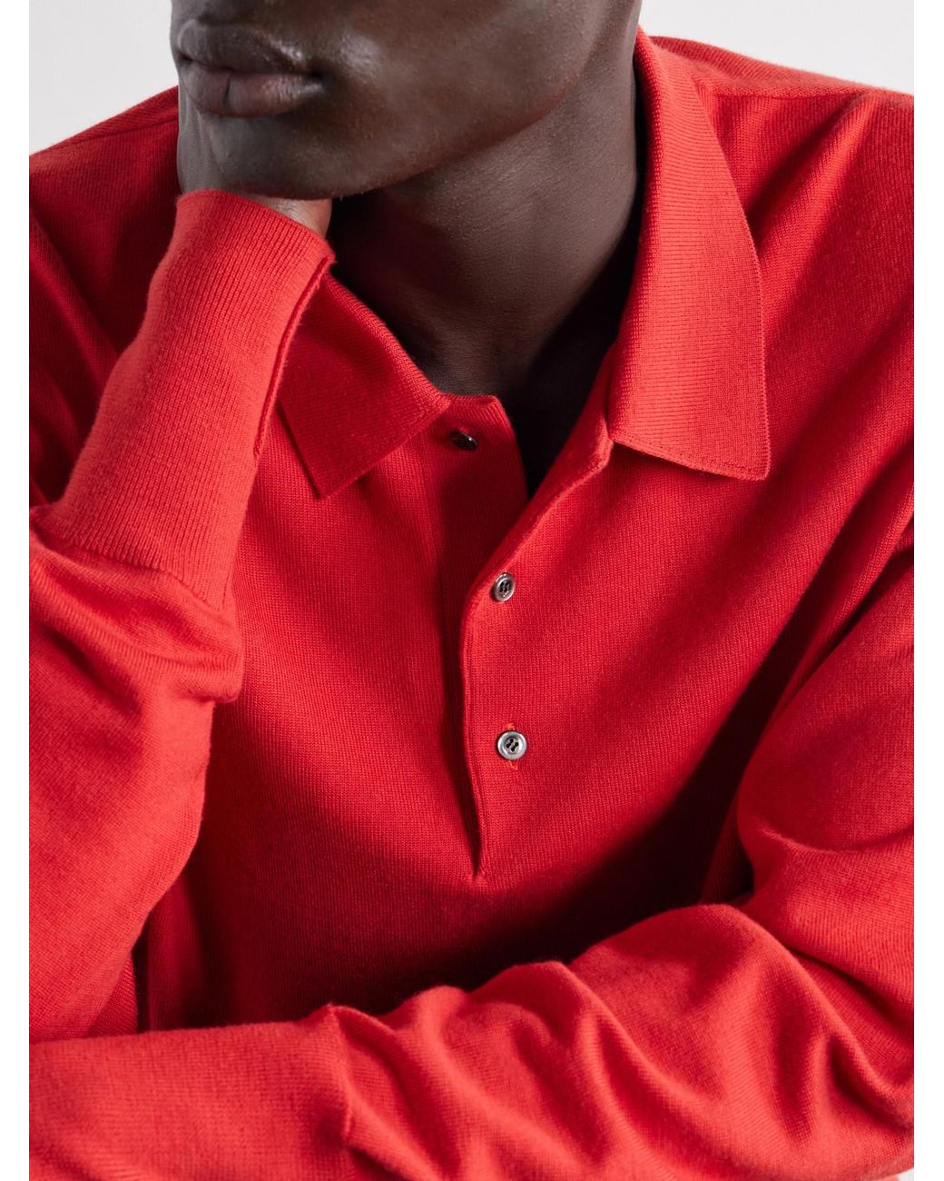 A.PRESSE Red Wool Polo Shirt for men