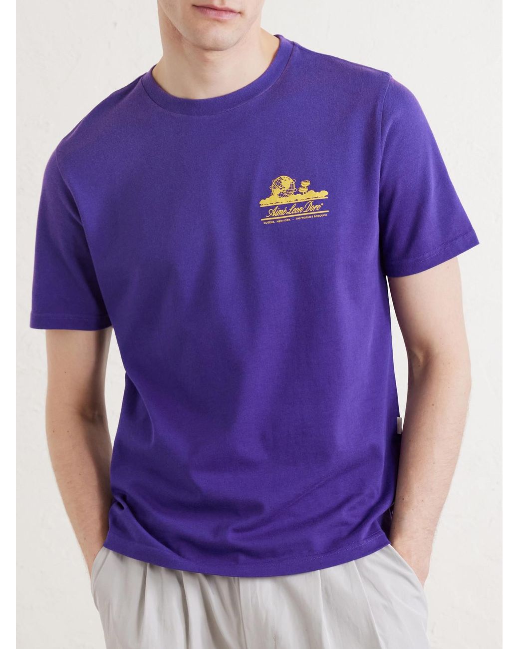 Aimé Leon Dore Purple Unisphere Logo-Print Cotton-Jersey T-Shirt for men