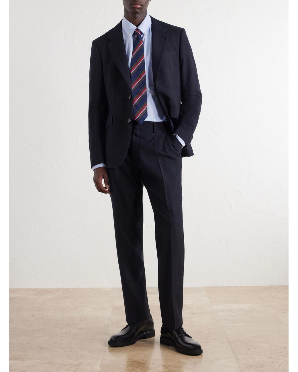 Mr P. Blue Slim-Fit Pinstriped Wool-Fresco Blazer for men