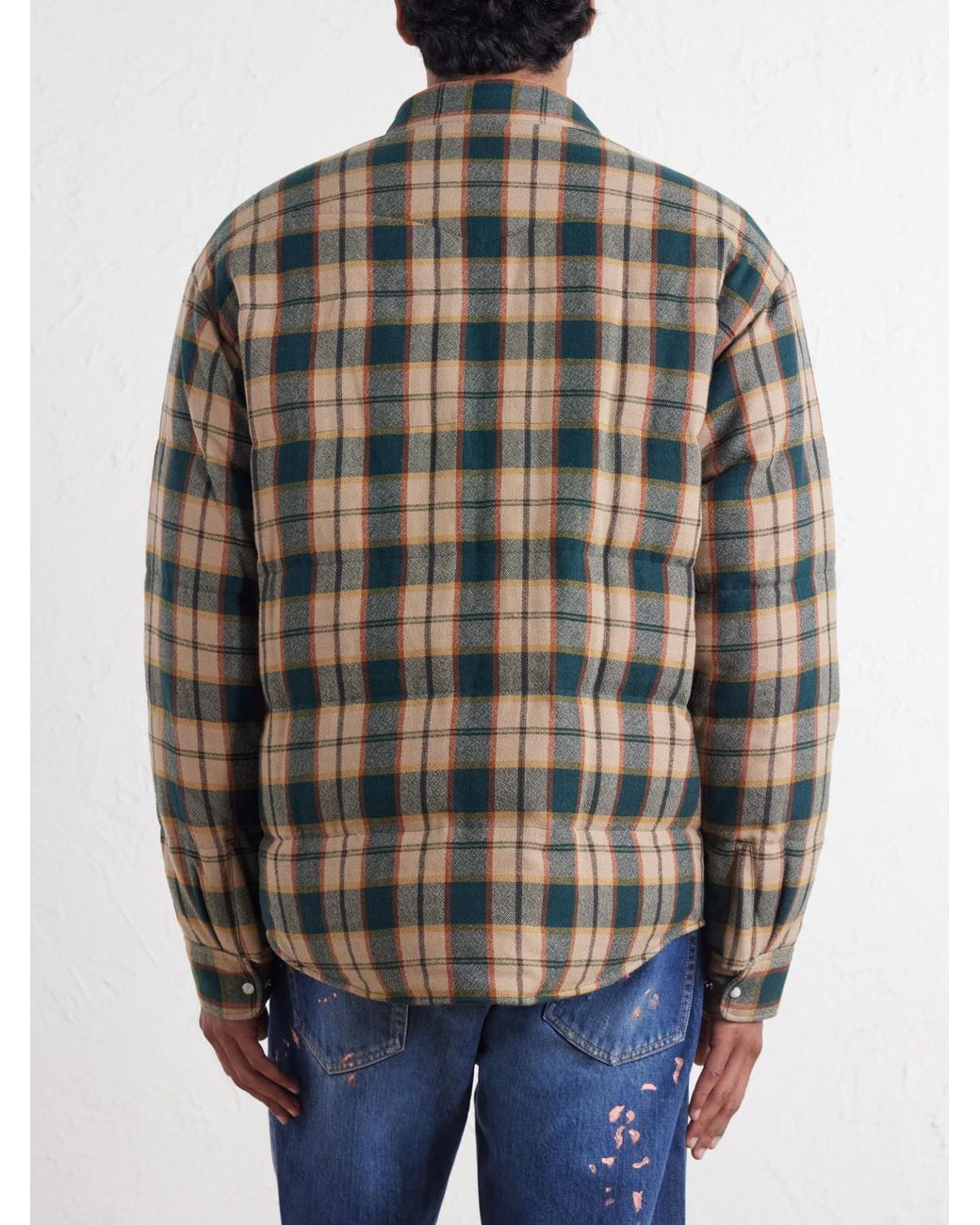 Visvim Green Kerchief Checked Wool And Linen-Blend Down Jacket for men
