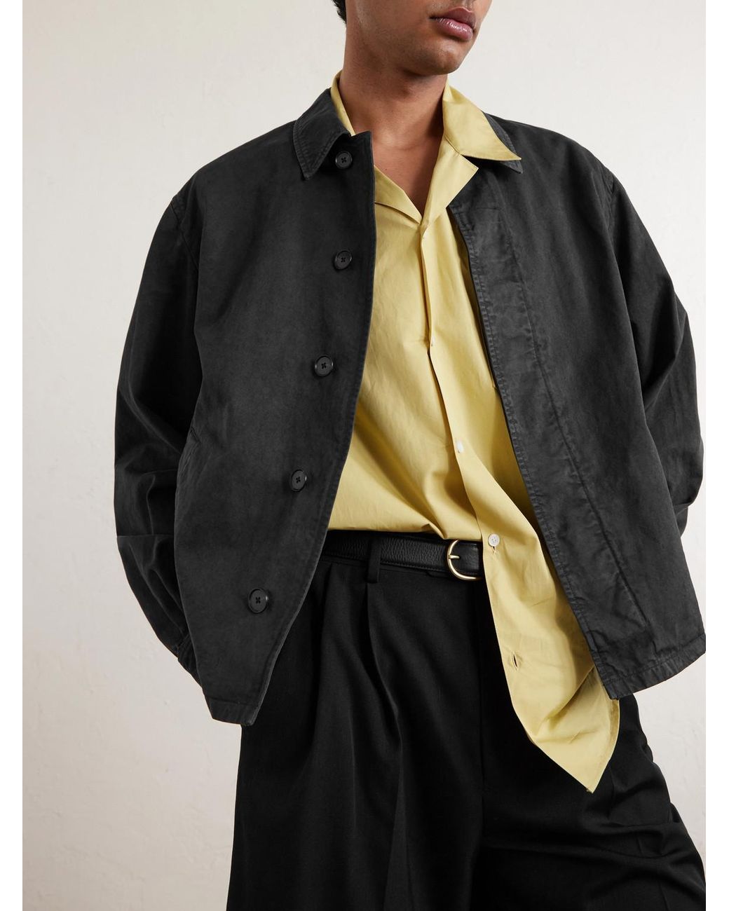 Auralee Blue Garment-Dyed Cotton-Twill Blouson Jacket for men