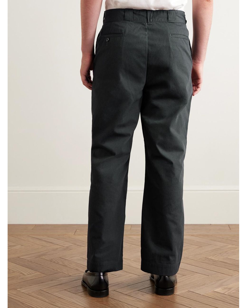 A.PRESSE Blue Work Straight-Leg Cotton-Blend Chinos for men