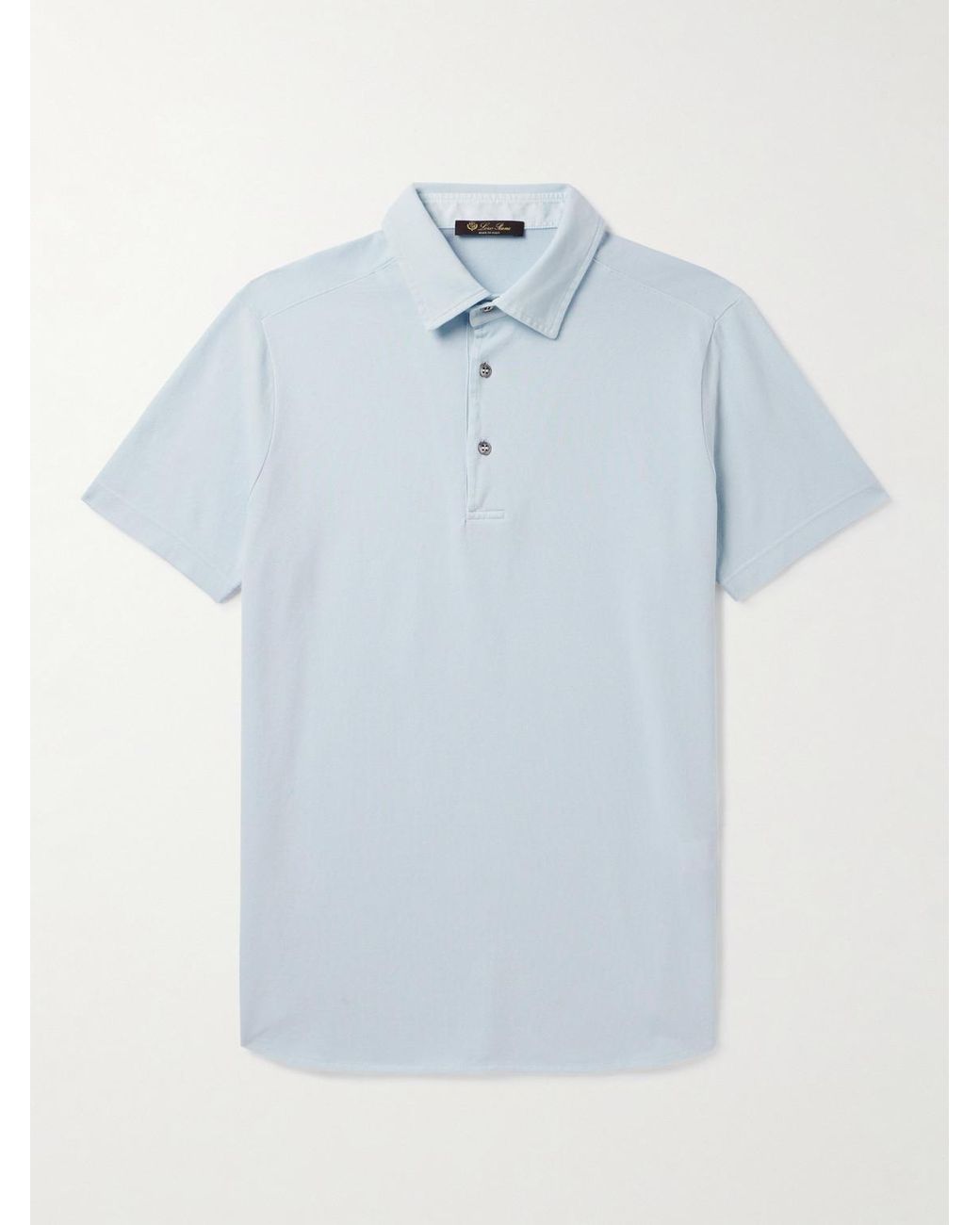 Loro Piana Blue Cotton-Piqué Polo Shirt for men