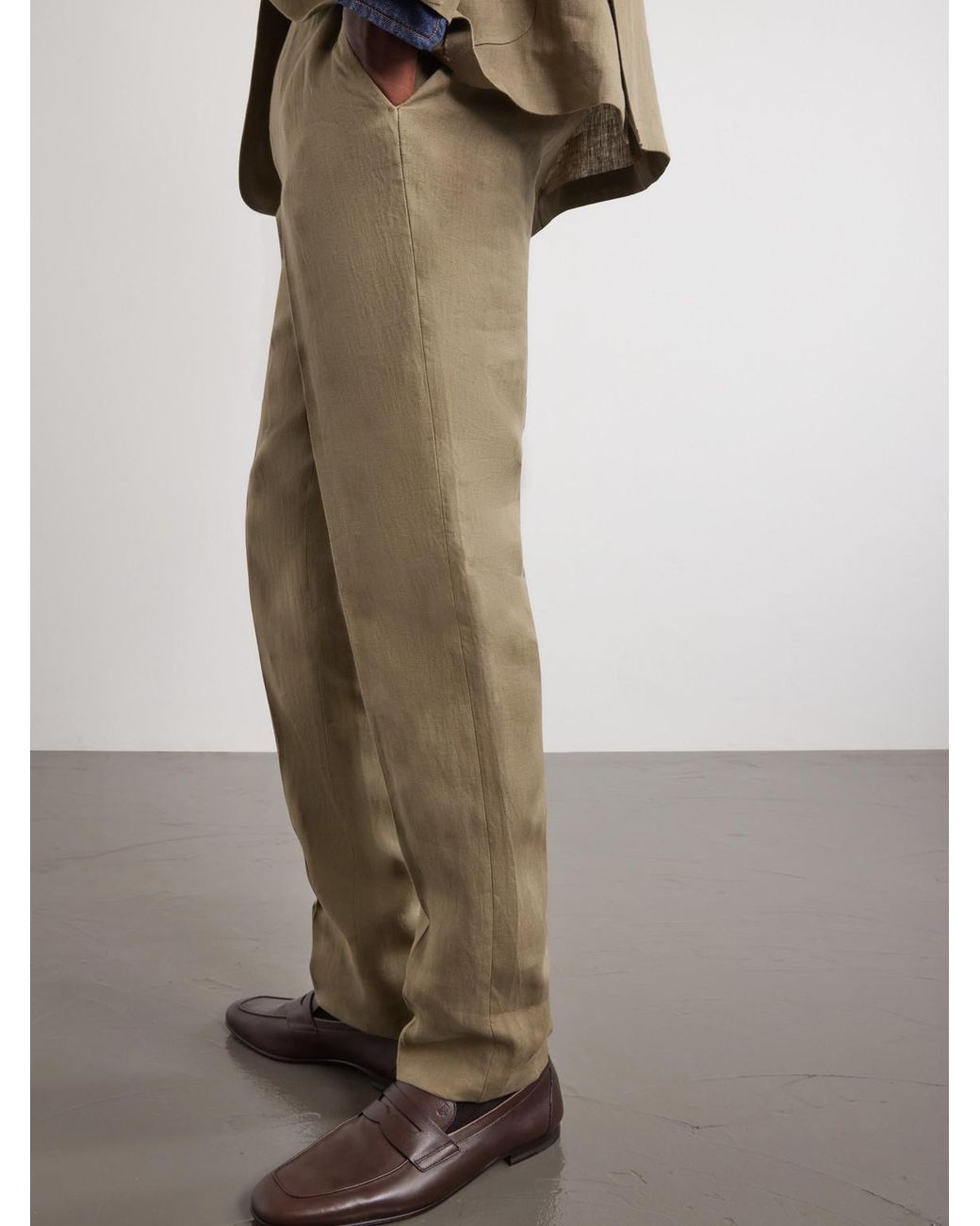 Canali Natural Straight-Leg Linen Suit Trousers for men