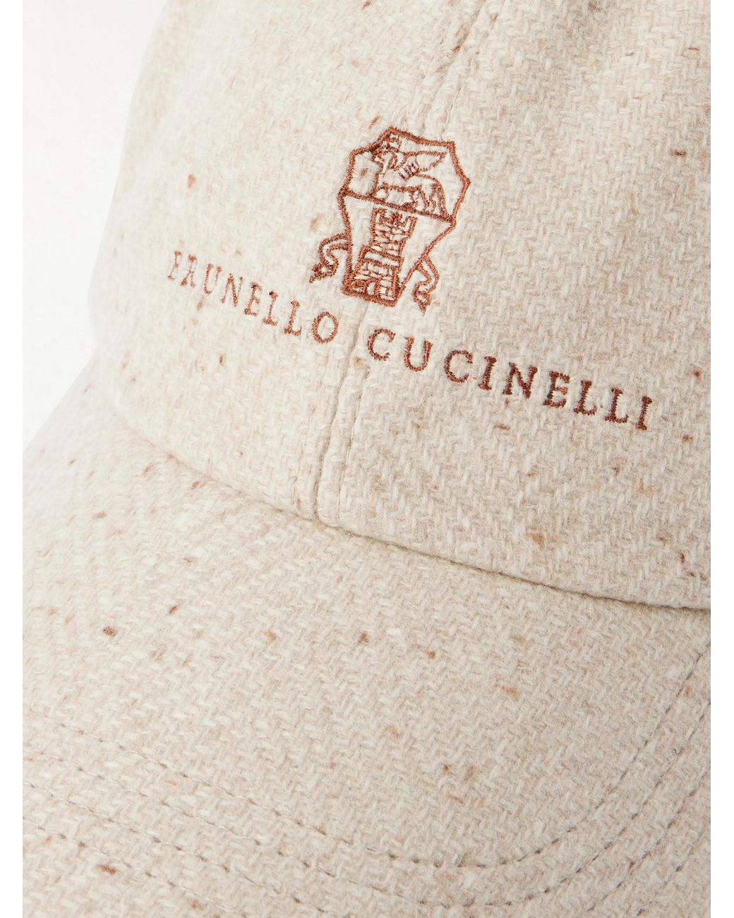 Brunello Cucinelli Natural Logo-Embroidered Wool And Cashmere-Blend Baseball Cap for men