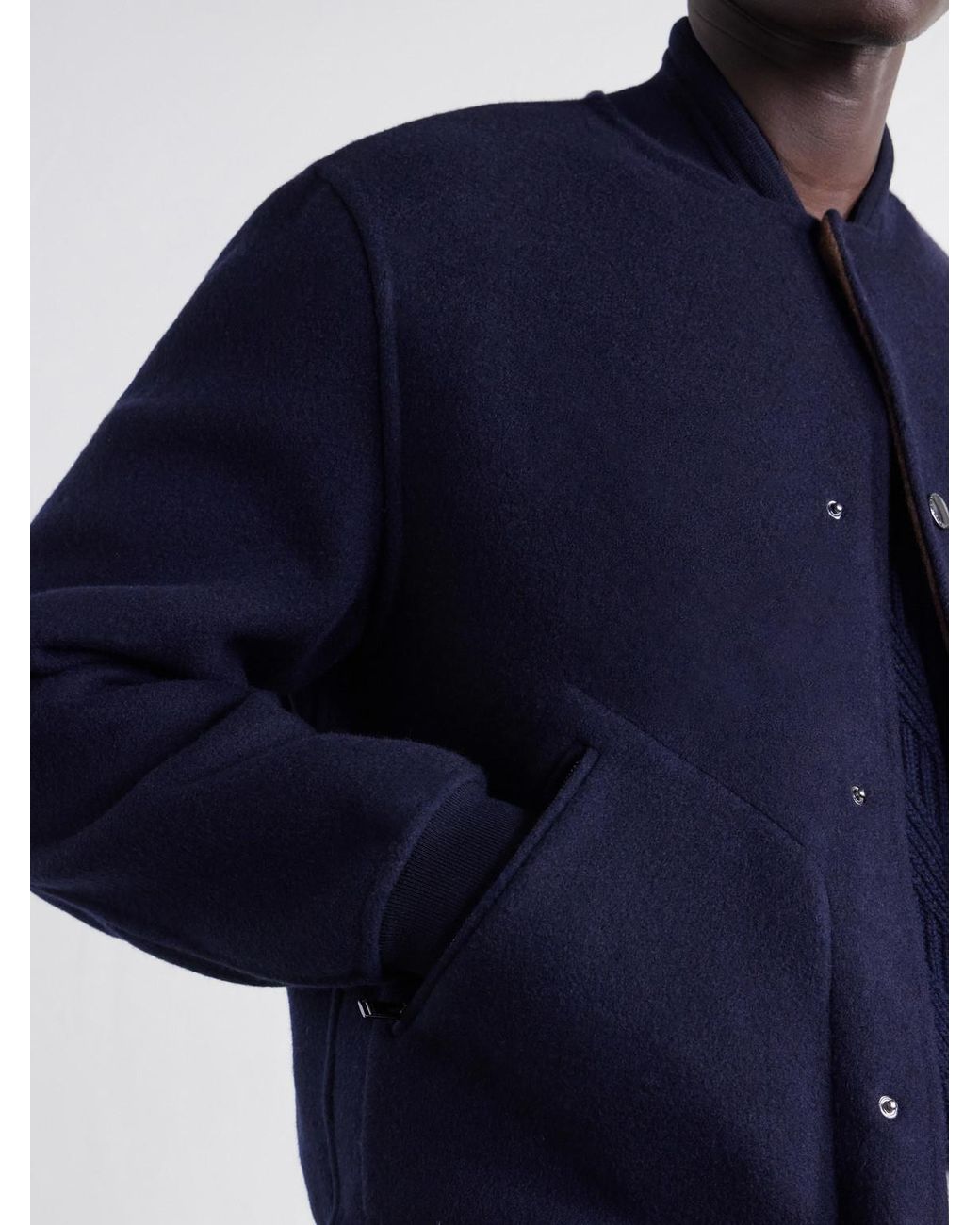 Canali Blue Reversible Cashmere And Silk-Blend Felt Bomber Jacket for men