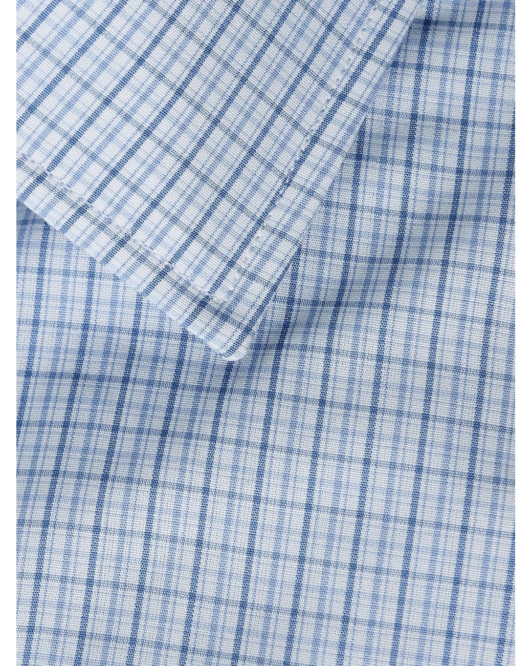 Charvet Blue Checked Cotton-Poplin Shirt for men