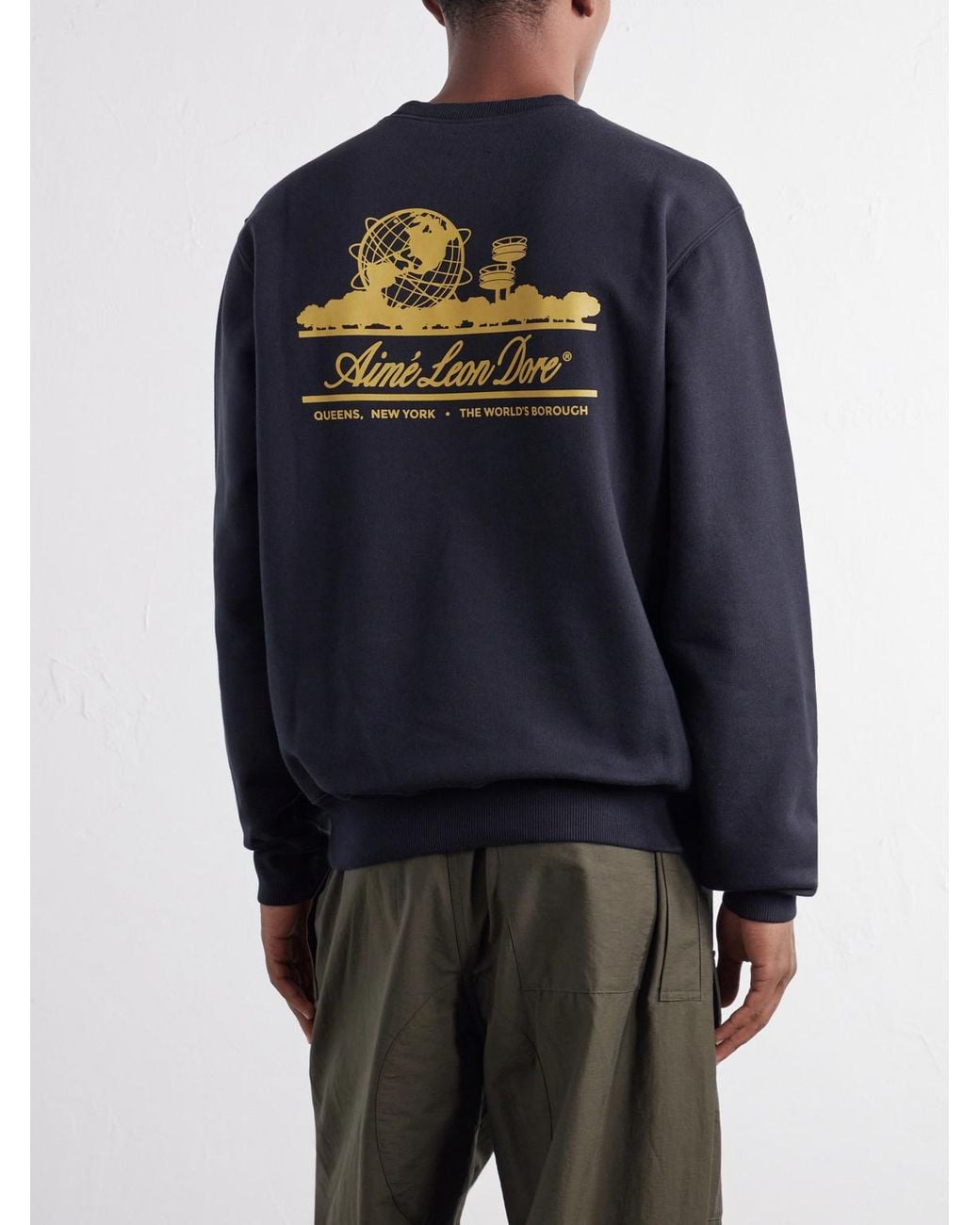 Aimé Leon Dore Black Unisphere Logo-Print Cotton-Jersey Sweatshirt for men