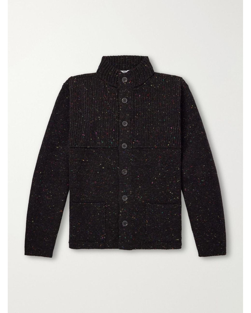 Inis Meáin Black Storm Merino Wool And Cashmere-Blend Cardigan for men