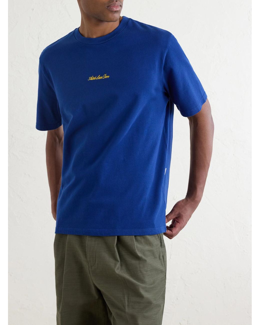 Aimé Leon Dore Blue Logo-Embroidered Cotton-Jersey T-Shirt for men