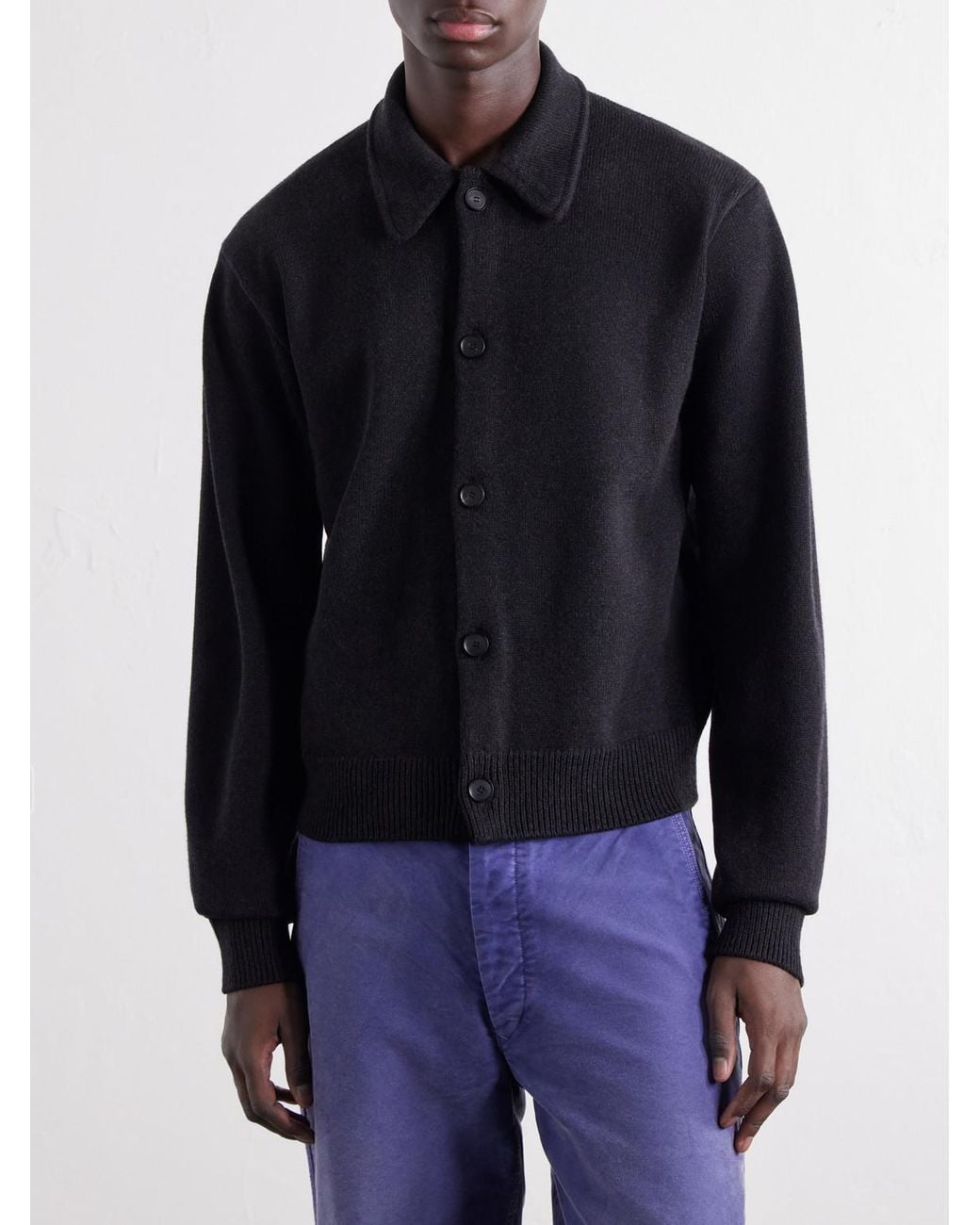 Auralee Blue Wool Cardigan for men