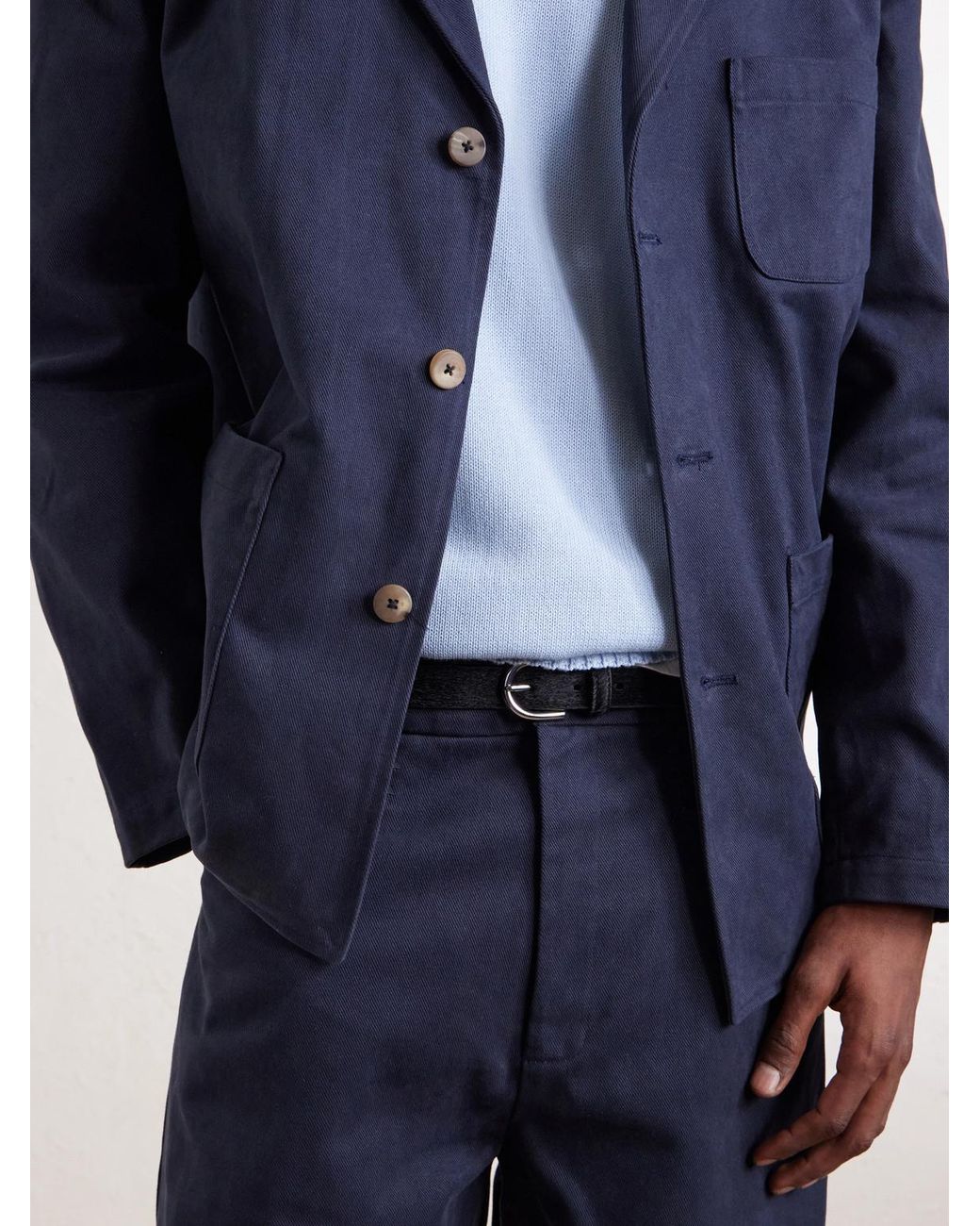 De Bonne Facture Blue Traveler Cotton-Twill Suit Jacket for men